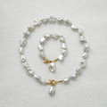 YF3925 New Stainless Steel 18k Gold Plated Waterproof OT Buckle Chain Imitation Baroque Pearl Necklace Non Tarnish Bracelet