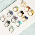 Wholesale Handmade Adjustable Ring Irregular Natural Stone Wire Wrapped Crystal Raw Stone Ring for Wedding Favors