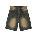 Street Fashion Casual Skater Boy Jorts Wash Whisker Fade Denim Jeans Wide Leg Half Pant Bottom Short Baggy Designer Jeans