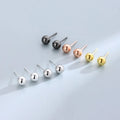 New Minimalist Designer 925 Sterling Silver Small Round Ball Hypoallergenic Stud Earrings for Women Men