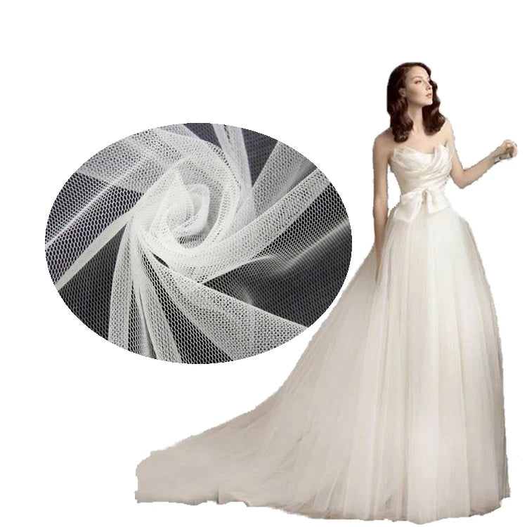 Wholesale 100% Polyester Lightweight Tulle Fabric Roll Soft Warp Knitted Curtain Mesh Customizable Wedding Garments Bag Girls
