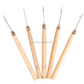 Leeons Wooden Handle Latch Hook Crochet Needle for Home Use Micro Rings Beads Feather Hair Extensions Made in China