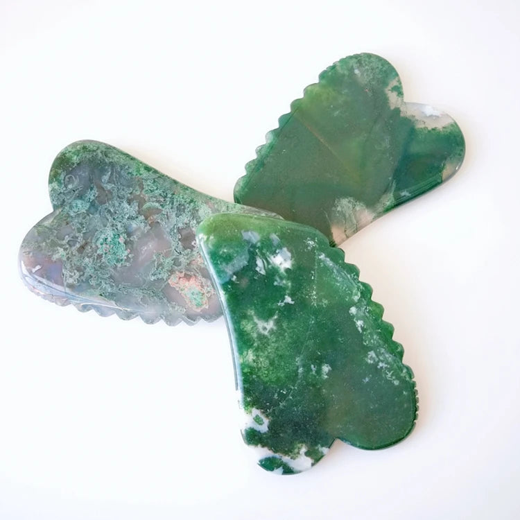 HZ Natural Moss Agate Gua Sha Massager Tool Coloured Jade Guasha Folk Crafts MegaBDM