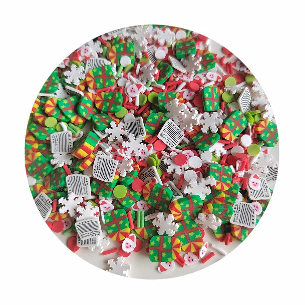 500g Christmas Polymer Clay Sprinkles for Nail Shaker DIY Filler Xmas Snowflake Gift Boxes Letters Slices Nail Art Decorations