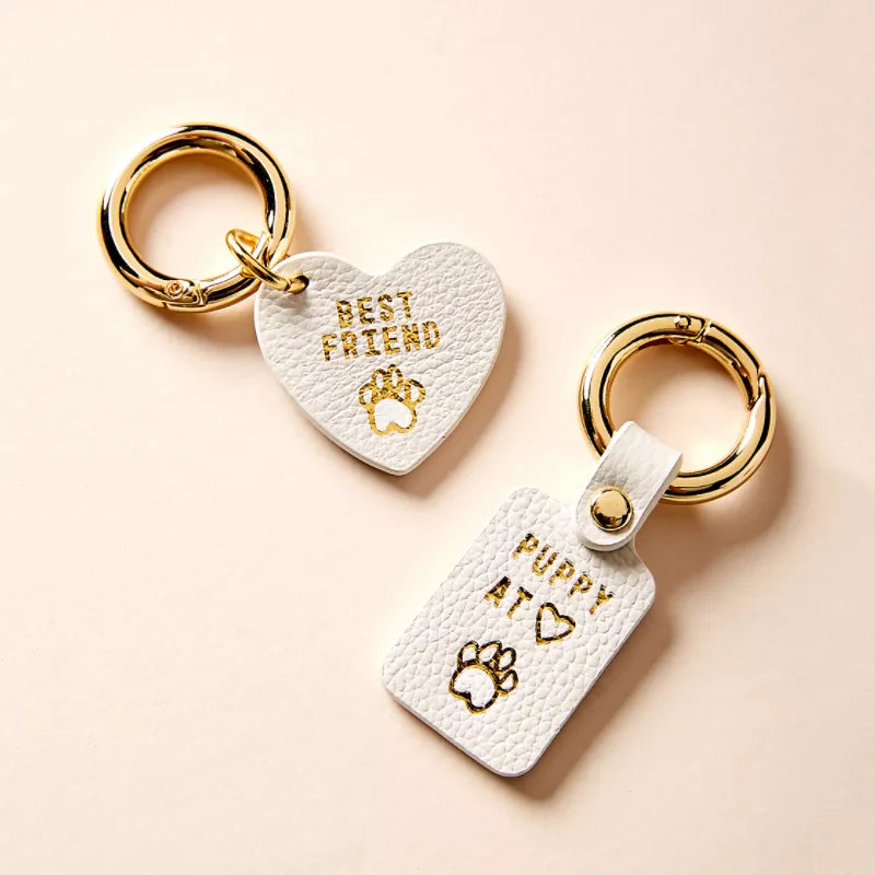 PU Leather Dog Collar Charm Modern Pet Round Circle Dog Tag Engraved Blank Dog Tag Chain Puppy ID Tags