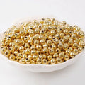 JF2066 18K Gold Plated Solid Metal Round Beads Shiny Smooth Brass Spacer Beads for Jewelry Making Sizes 3mm 4mm 5mm 6mm