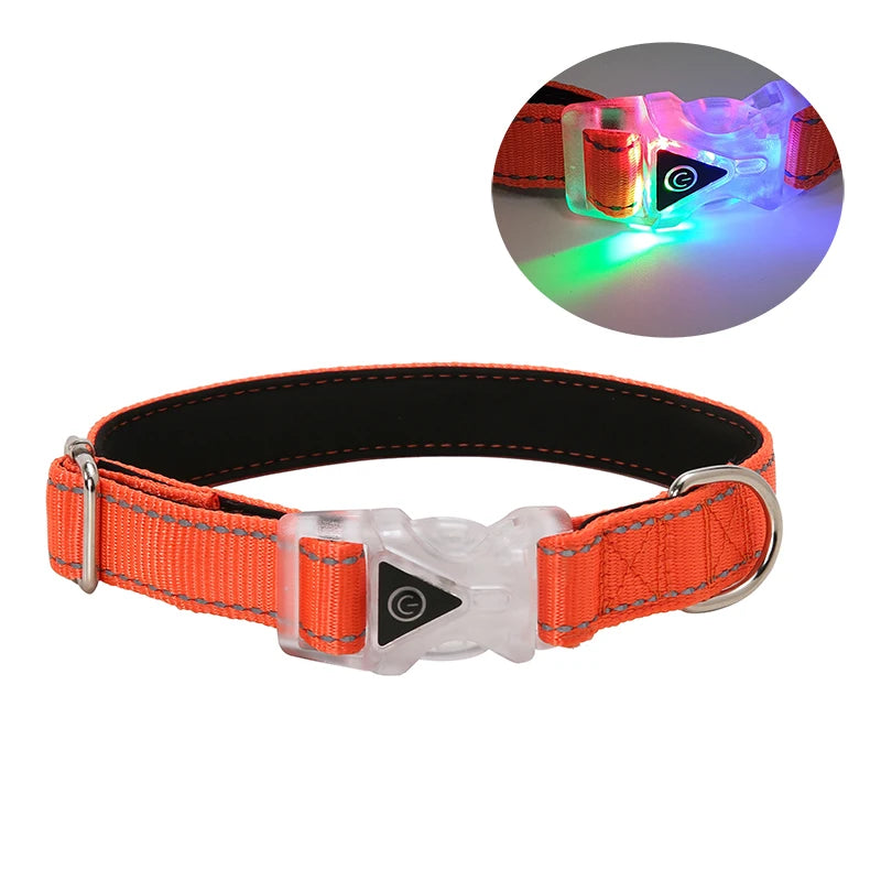 Wholesale Custom Dog Training Collar Premium Neoprene Reflective Nylon Plastic Ribbons LED Light Big Customizable Sale