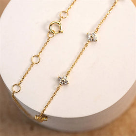 2025 Sterling Silver Minimalist Design 5 Charms Clover Leaf Charm Bracelet