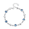 Romantic Design 925 Sterling Silver Heart Charm Bracelet with Blue Stone Unisex Custom Logo for Gift or Party Women's Jewelry