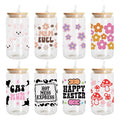 Custom UV Wraps 12oz 16oz 20oz 24oz Glass Cans Libby Mug Pen Cup UV Transfer Wraps Decals Stickers