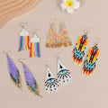 Summer Rainbow Hoop Dangle Earring Creative Handmade Tassel Statement Seed Beaded Earrings for Women