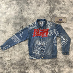 DENIMGUYS Men Jean Coat Custom Graphic Print Men's High Street Vintage Denim Jackets