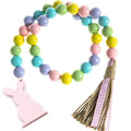 Easter Wood Bead Garland With Bunny Tag Easter Bunny Gifts for Easter Home Wall Hanging Decoration