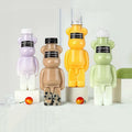 Factory Wholesale Disposable Empty 350ml 400ml 500ml Bear Shape Transparent Plastic PET Juice Bottle Fruit Beverage Bottle