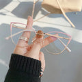 2024 Latest Vintage Custom logo Computer Glasses Metal Full Frame Anti Blue Light Transparency Cat Eye Frame Optical Glasses