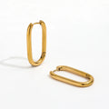 Trendy Earring 18K Gold Plated Silver  Oval Long U Huggie Earrings for Women Stainless Steel Earrings Wholesale
