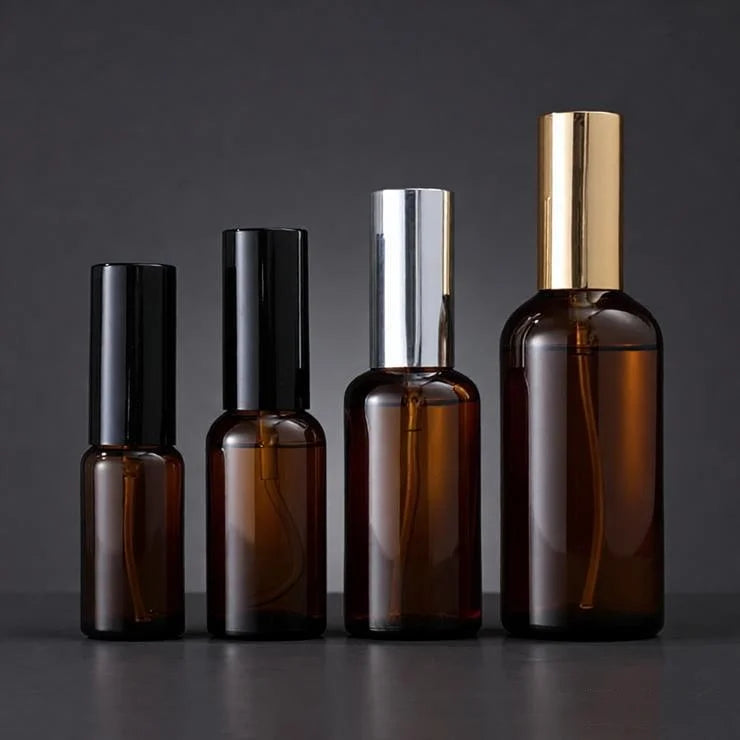 WOGU Hot Sale Medical Lotion Serum Pump Spray Cosmetic Packaging 30ml 50ml 100ml Amber Brown Glass Essential Oil Bottle