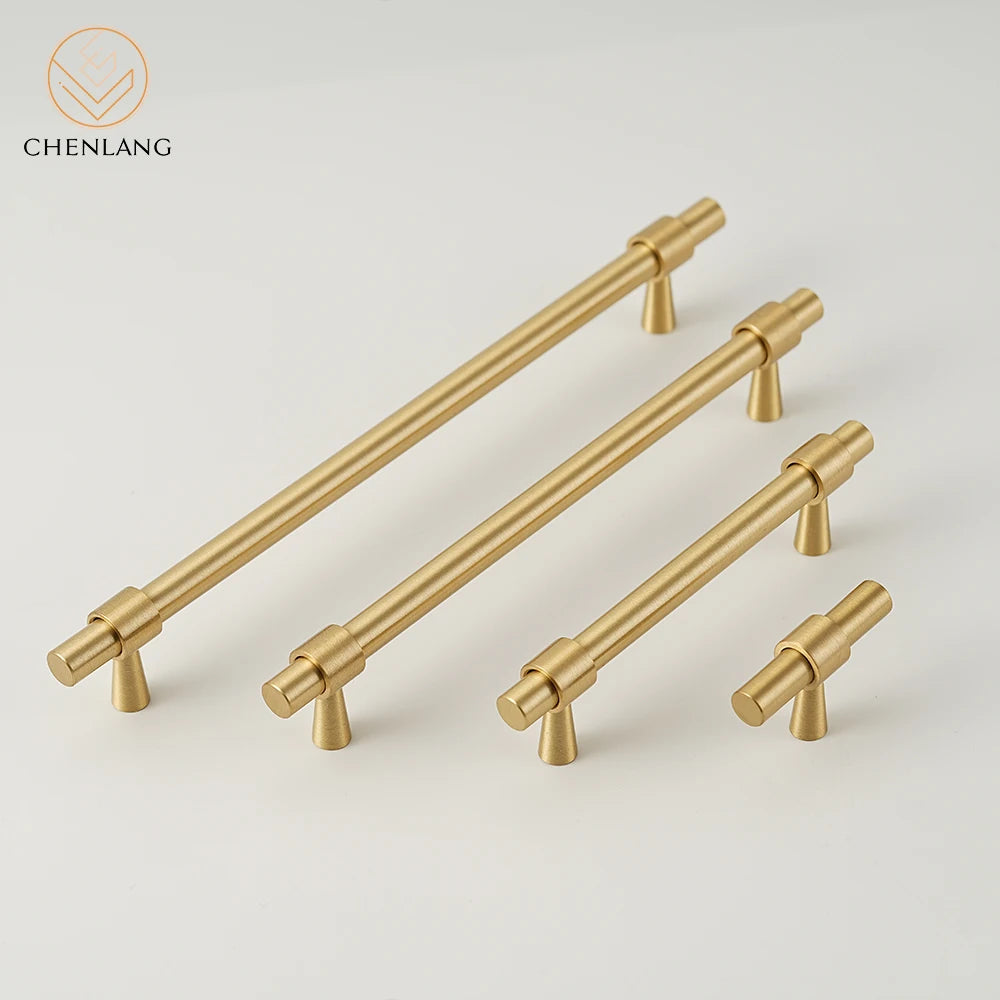CHENLANG Modern European Style Brass Handles Pulls for Cabinet Bathroom Kitchen Wardrobe Drawer Dressers-Durable & Eco-Friendly