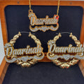 Lateefah OEM Custom Acrylic Name Necklace XO Hoop Earrings DIY Flashing Heart Jewelry Set for Women