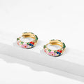 Vintage Enamel Flower Small Hoop Earrings Trendy Geometric Statement Round Circle Earring Fashion Jewelry Hoops Earrings