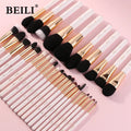 BEILI White Color Luxury High Quality Synthetic Makeup Brush Set 32 Pcs Wooden Handle
