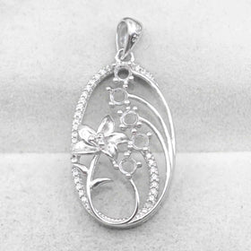 Semi Mount 3*3mm Sterling Silver Pendant Empty Frame Blank Support Setting S925 Base Holder Without Center Stone for DIY Inlay
