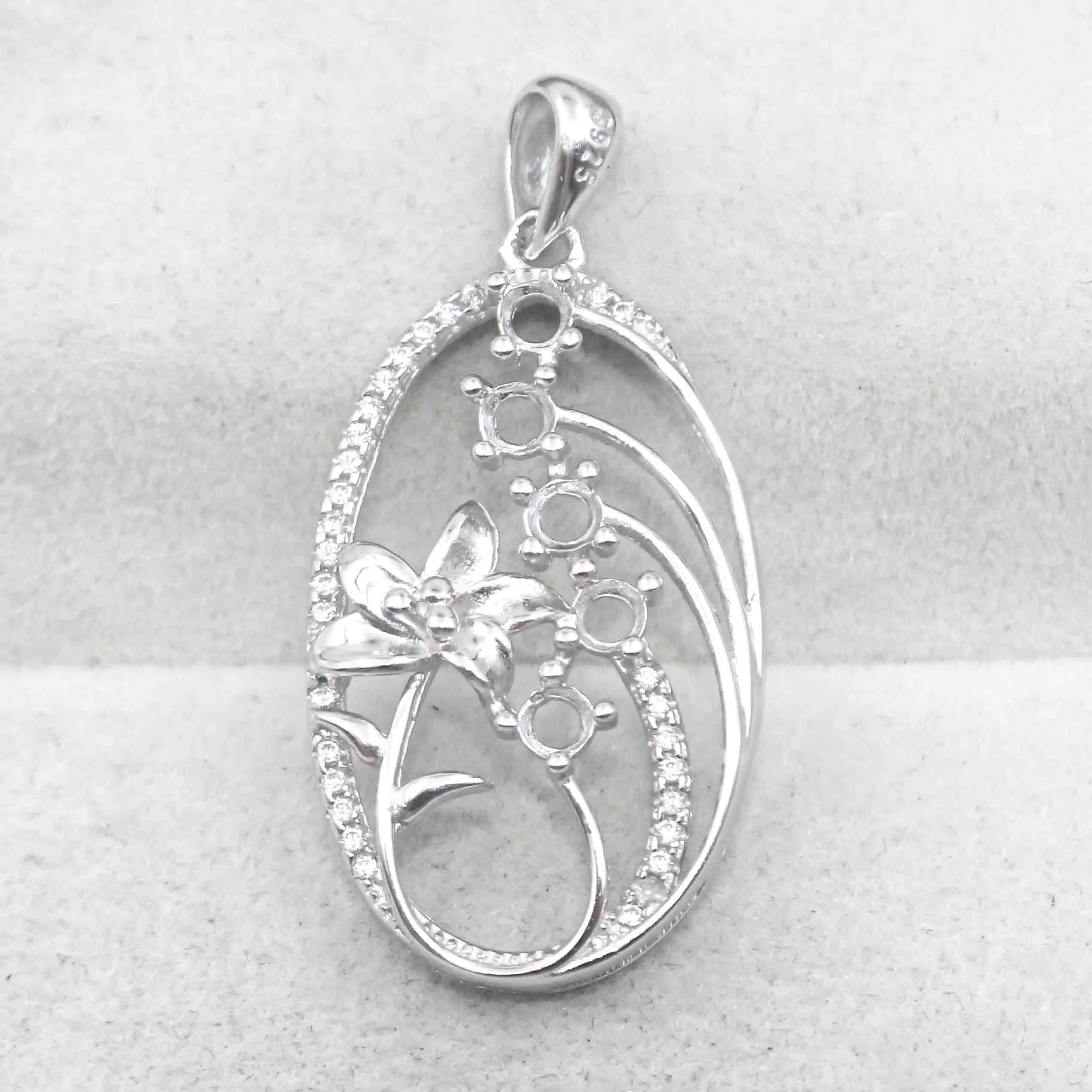 Semi Mount 3*3mm Sterling Silver Pendant Empty Frame Blank Support Setting S925 Base Holder Without Center Stone for DIY Inlay