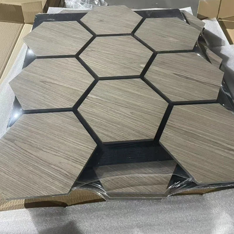 Wholesale Waterproof Soundproof Office Wall Panels MDF PET AKU Wood Slatted Ceiling Indoor 3D Irregular Shape Acoustic Panels