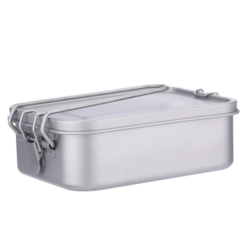 Pure Titanium Outdoor Lunch Box for Camping Picnic Individual Sealed Bento Metal Cookware and Tableware for Outdoor Cooking