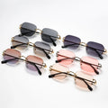 Modern Designer Vendor Metal Frame Rimless Square Sunglasses UV400 Protection Resin Lenses Unisex 6 Colors