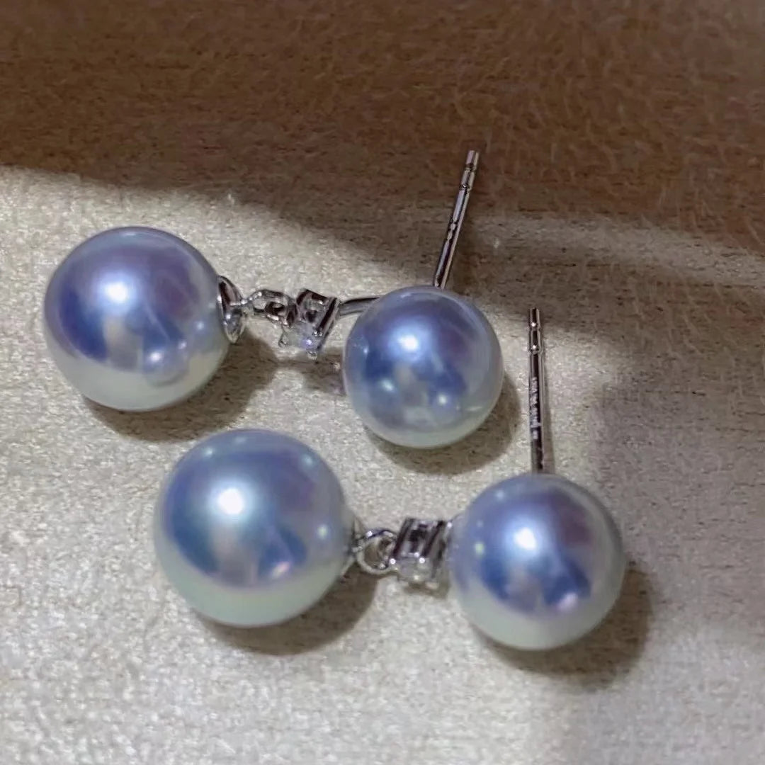 E2013 6-7mm DIY Natural Freshwater Pearl Charm Earrings Mounting Accessory 925 Sterling Silver Gold Plated  Jewelry for Women