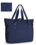 Best Small Blue Womens Designer Packable Zippered Tote Bags for Travel