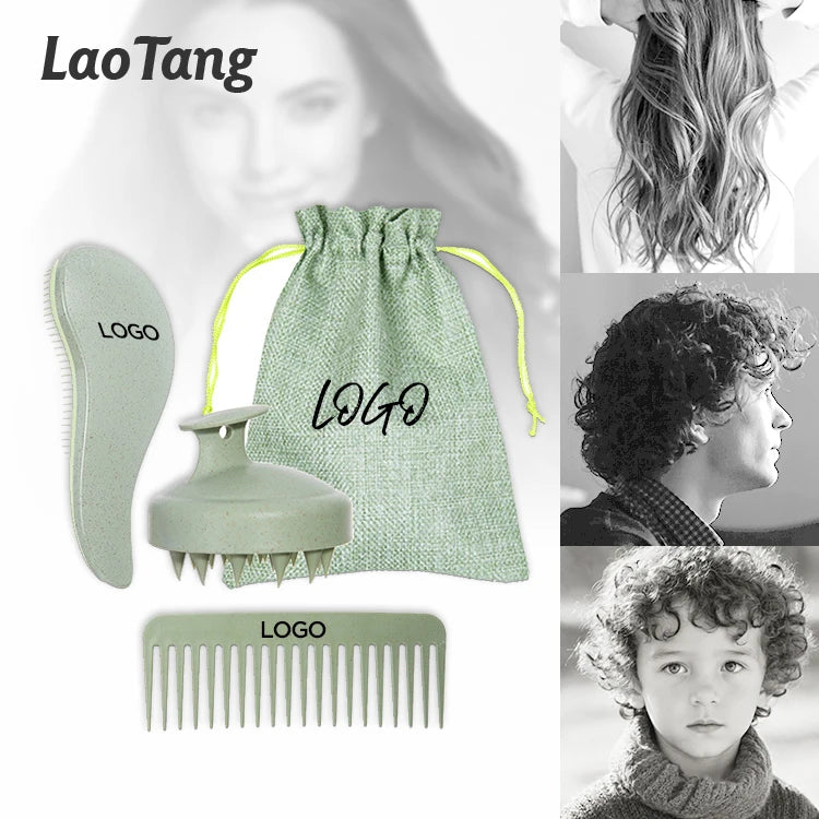 Wheat Straw Flat Comb Set for Salon Beauty Home Use Styling Air Cushion Brushes for Shampoo Head Massage Hair Smoothing