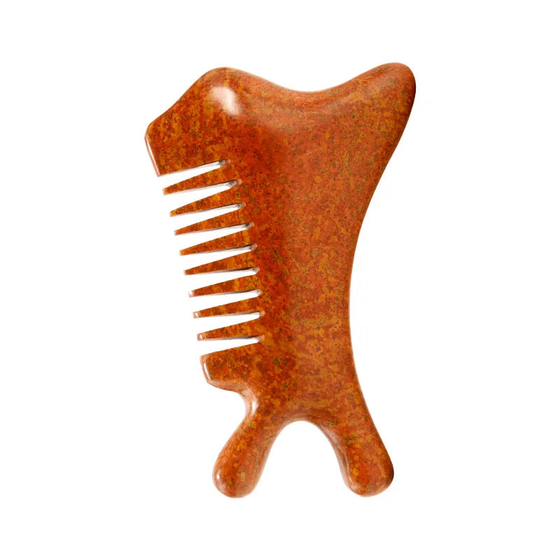 DIY Hot Sales Skin Care Tools Custom 100% Natural Yellow Tiger Eye Roller Gua Sha Crystal Facial Red Bian Stone Comb Body