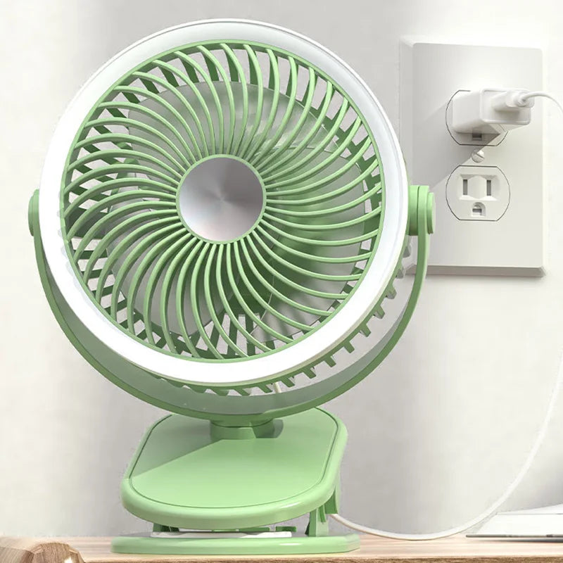 Popular Desk Fan With Light 3 Speeds USB Fan Small Clip on Fan Rechargeable for Indoor Outdoor