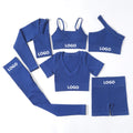 Wholesale Custom Logo Seamless 6 Pcs Active Yoga Wear Sports Suit Leggings Workout Outfits Ribbed Gym Fitness Sets for Women