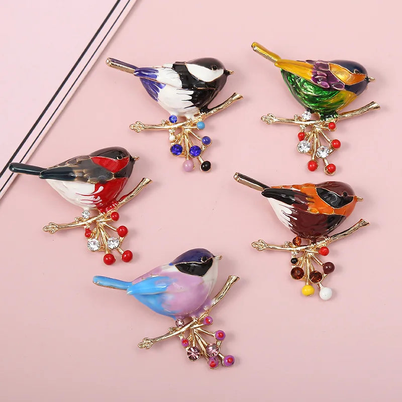 Multicolor Bird Brooch Pins Quality Enamel Animal Brooches New Year Designer Jewelry Gift