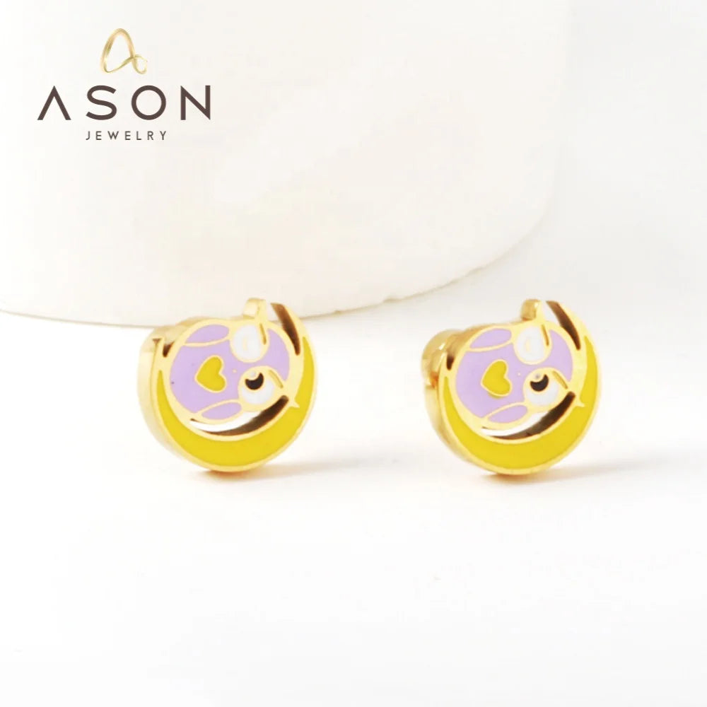 ASON Hot Sale Animals Stainless Steel Earring 18K Gold Plated Custom Cute Screw Earrings Jewelry