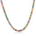 Colorful Box Chain 18K Gold-plated Zircon Punk Style Tennis Necklace for Women Men Unisex Fashion Jewelry