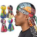 Wholesale Men's Multicolor Paisley Satin Durags Hot Selling Long Tail Hip Hop Pirate Wave Cap Multifunction Designer Adults