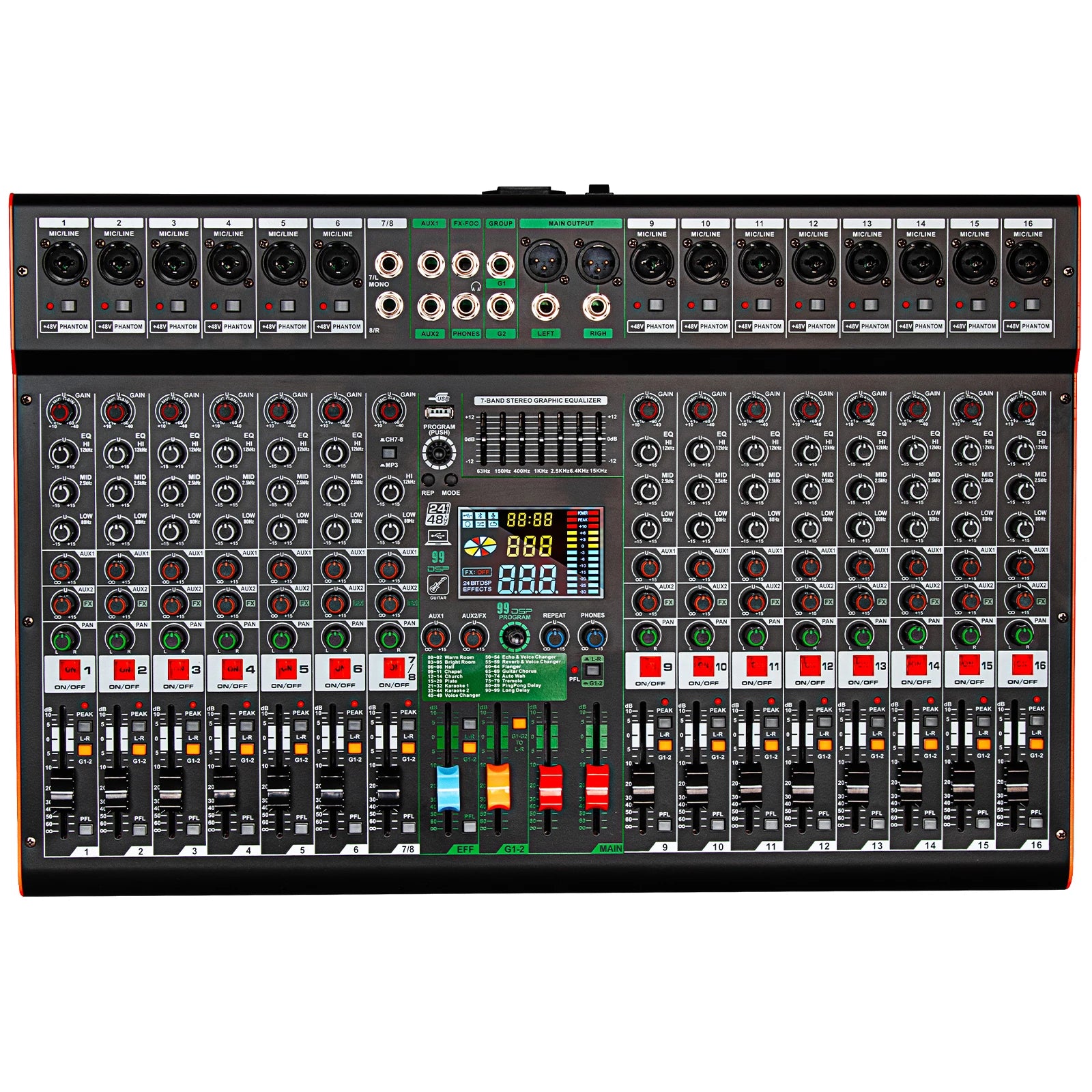 TC16 Professional 16 Channel Mixing Console Audio Sound Cards Mixers DJ Controller/USB Audio Console Mixer