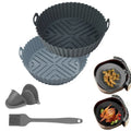 OEM/ODM 7.5inch Top Seller Reusable Food Safe Air Fryer Silicone Pot Round Tray Silicone Air Fryer Liners With Mitts
