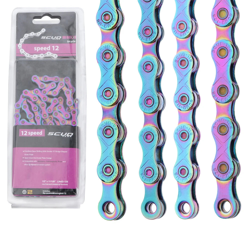 BUCKLOS OEM/ODM Mountain Road Bike Chain 9/10/11/12 Speed Ultra-light Gold-plated Colorful Bicycle Accessories