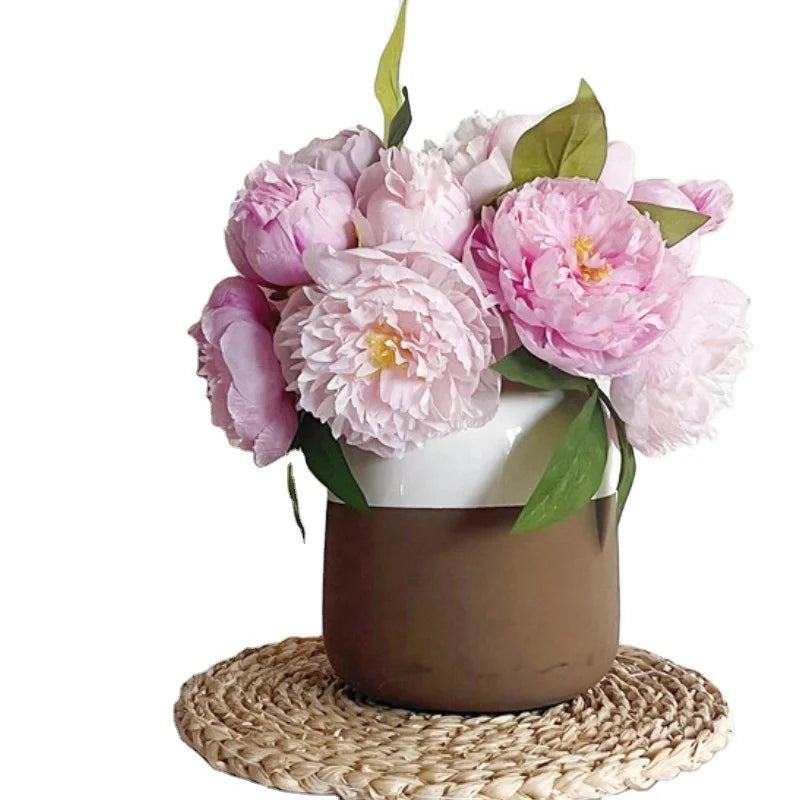 New Arrival High Quality Artificial Silk 7 Heads Peony Flower Bouquet for Wedding Bridal Decorative Flower