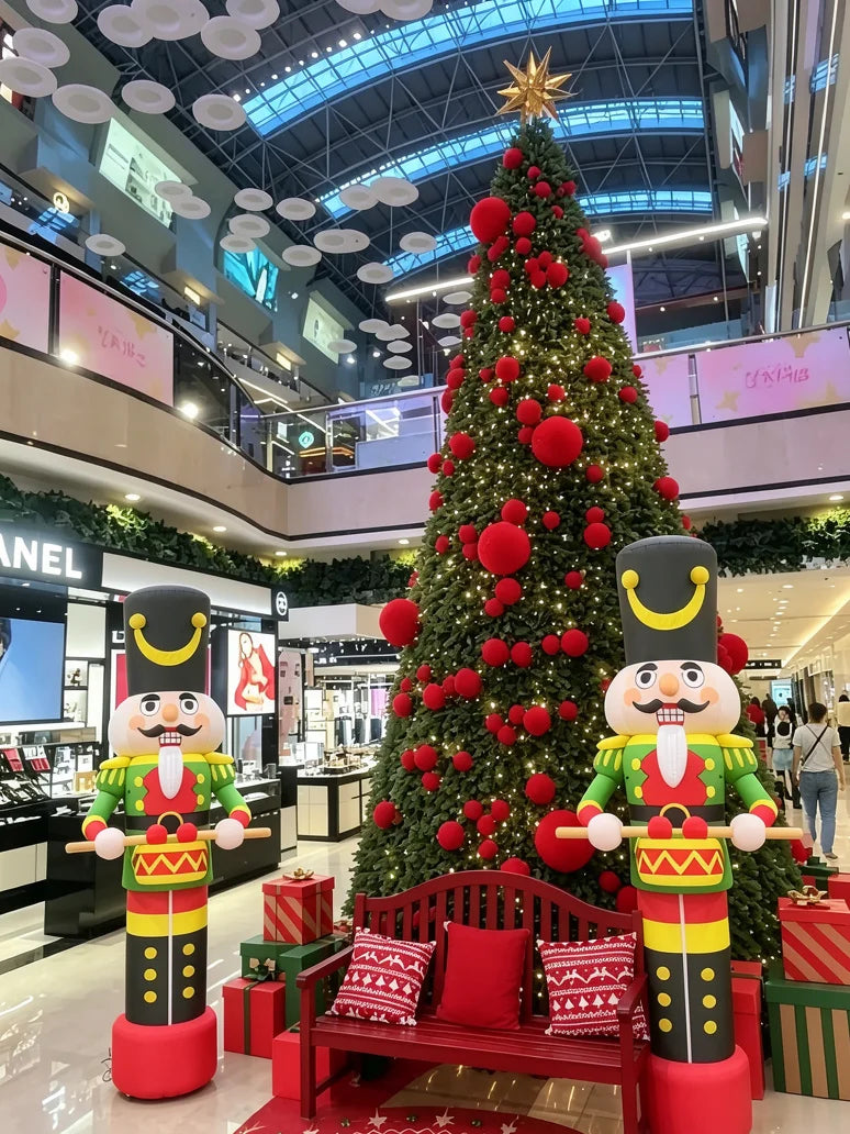 2.05m Ready Stock Decoration Cartoon Inflatable Christmas Nutcracker Interactive Rotation Inflatable Xmas Nutcracker Model