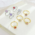 2024 New Fashion Zircon Rings 18k Gold Plating Vintage Water Droplet Zircon Ring Stainless Steel Party Gifts for Girls
