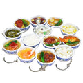 Chinese Blue and White Porcelain Food Bowl Simulation Food Charms Noodle Keychain Mini Cell Phone Strap Pendant Metal Material