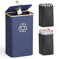 Factory Custom Kitchen Recycling Bin 26 Gallon2 Reusable Inner Bags 100L Blue Oxford Cloth Recycle Bottle Basket with Lid