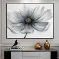 Elegant Handpainted Grey White Abstract Flower Painting Modern Textured Floral Wall Art for Living Room Bedroom Decor