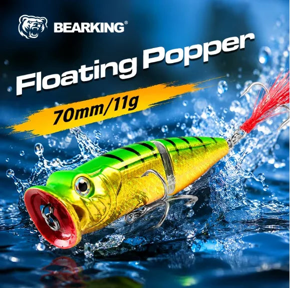 BEARKING Popper 70mm 11g Floating Topwater Baits Saltwater Popper Fishing Lure Leurre